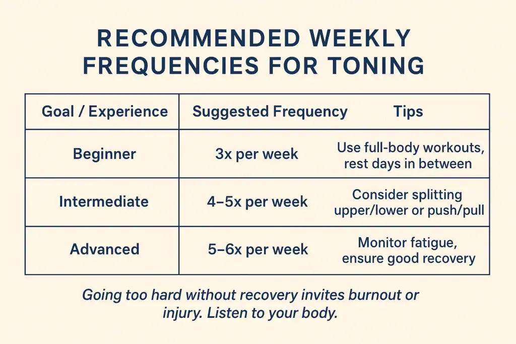 Achieving the Perfect Tone: How Often Should You Exercise for Results? 2 Graphic to show how often you should do exercise to help with toning West Thurrock