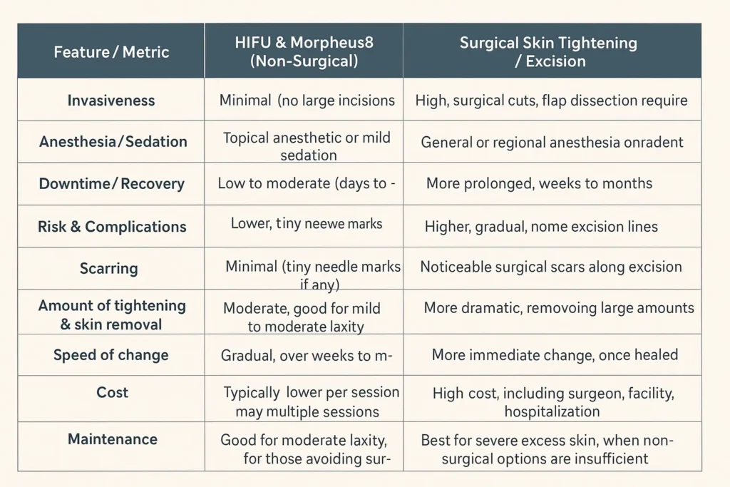 The Science of Skin Tightening 2 Table of skin tightening West Thurrock benefits compared to surgical options